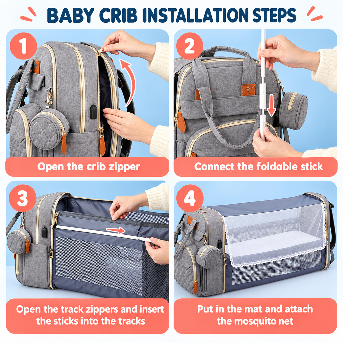 bubmelia™ 3-in-1 Diaper Bag Backpack