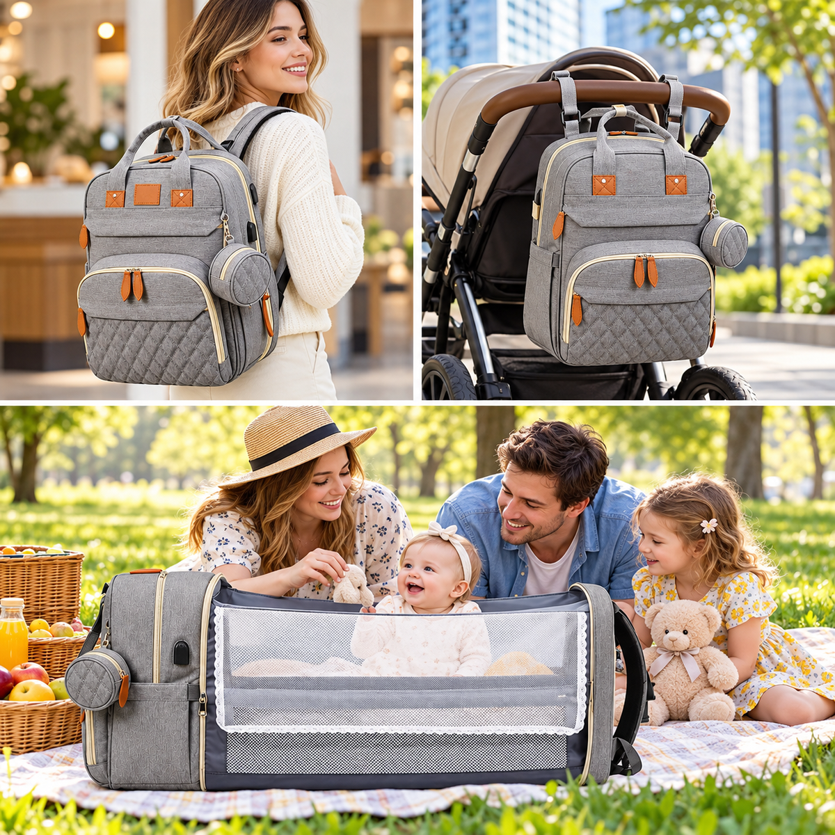 bubmelia™ 3-in-1 Diaper Bag Backpack