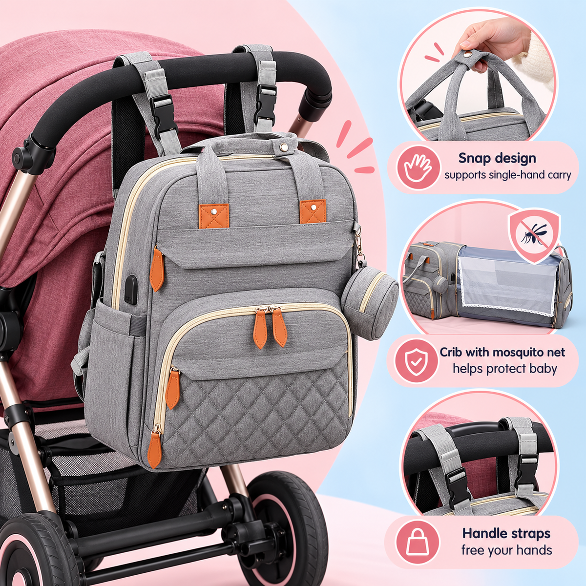 bubmelia™ 3-in-1 Diaper Bag Backpack